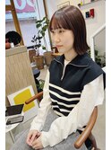 前髪ワイドのぱつっとボブ