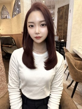 ロンドローズ 名古屋(Lond damaskRose) チョコレート 切りっぱなし イヤリングカラー 韓国ヘア 顔周り