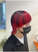 最強無敵RED×ウルフカットで個性爆発スタイル！