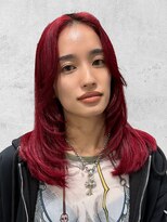 オルズ 渋谷(ALLZ)&nbsp;セミディレイヤーボルドー/ケアブリーチハイトーンダブルカラー