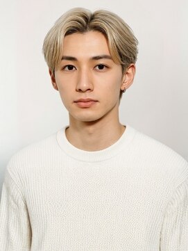 セプト 博多(SEPT.) ブリーチ ハイトーン センターパート ツーブロック ブロンド