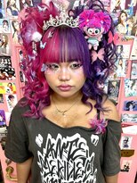 ヘアセットアップス(UP's) 派手髪可愛い♪『ギャルスジ盛り髪ツインテール』アクセたくさん