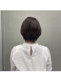 ピンクブラウン×ショートボブ