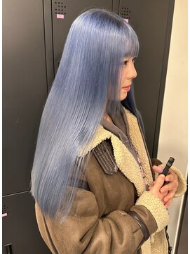 ベレーザ 渋谷(BELEZA) 11823艶髪ネイビーブルーブルーシルバーストレートブルーカラー