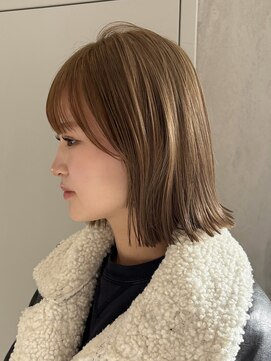 ヨーク(YOKE) 【YOKE】切りっぱなしボブくすみベージュ大人ボブハイトーンボブ