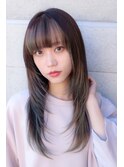 20代30代大人美人レイヤーぱっつん前髪ロング小顔