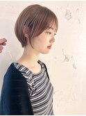 *滝田*ケアブリーチ小顔ショートミルクティーベージュ似合わせ