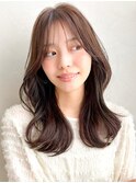 セミディ大人可愛いサイドバング愛されアプリコットオレンジ