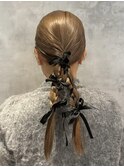 ヘアアレンジ/ヘアセット/リボンアレンジ
