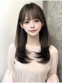 ロングレイヤー/シースルーぱっつん/韓国ヘア