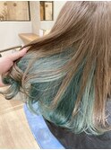 ターコイズGREEN×グレージュ【teru_1004】インスタで公開中！