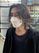メンズカット パーマ ウルフ レイヤー センターパート