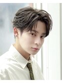 韓国ヘアカルマパーマカルマバングセンターパート黒髪ウルフ