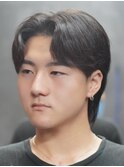センターパートメンズマッシュパーマニュアンスパーマ刈り上げ