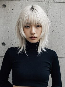 エイチ ウルフカット 大阪梅田(811) ハイライトクラゲヘアミニボブ成人式パーマミディアム裾カラー