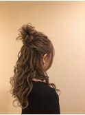 お団子ハーフアップ