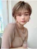 大人かわいい/ショートボブ/小顔ショート/艶カラー/20代30代40代