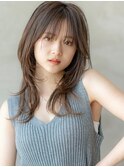 大人かわいい前髪セシルカットココアブラウンフリンジウェーブ