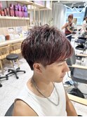 ツーブロックショート×シークレットハイライト