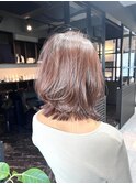 ミディアムレイヤー/髪質改善/縮毛矯正/ピンクブラウン/艶髪