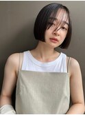 切りっぱなしボブ　グレージュ　ミニボブ　透明感【天神/今泉】