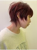 エッジショート×ボルドーカラー/呉市美容院/REN
