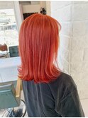 カッパーオレンジ　外ハネくびれヘア　秋カラー