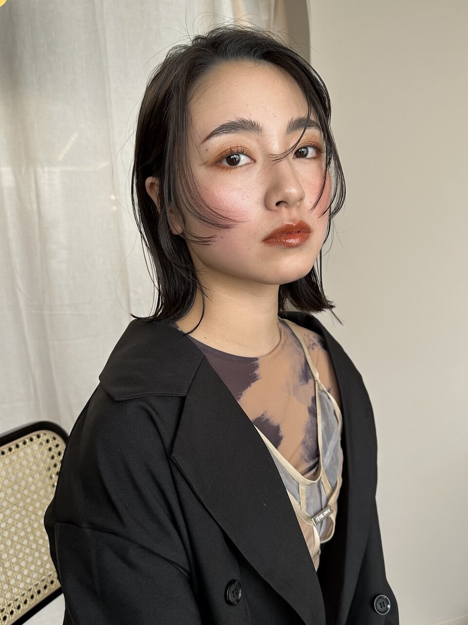 ピンクベージュ/ブリーチなし/大人ボブ/表参道/原宿