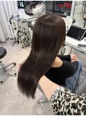 ラベンダーブラウン　レイヤーカット　ブリーチなし　明るめ