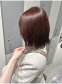 "抜け感ヘア" 外ハネボブ×ピンクブラウン
