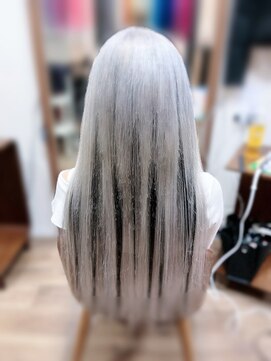 エクステンションシュシュ(Extension chou chou) シルバー×黒メッシュ