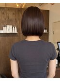 艶髪まとまり美髪の上品ボブスタイル髪質改善髪質改善カラー艶感