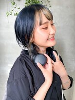 テトヘアー(teto hair) インナーカラーネイビーブルーブラックデザインカラーミディアム