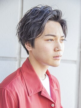 アイヴィ 表参道(IVY) ☆マニッシュ短髪パーマサファイアブルーカーキベージュ