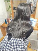 波巻きx寒色系カラーxダークアッシュxシアーグレージュx前髪