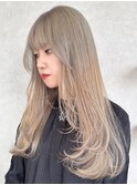 ホワイトベージュ_ハイトーン_ダブルブリーチ_レイヤーカット