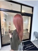 ピンクグレープフルーツ透明感抜群こなれ大人可愛いピンクへア