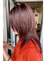 ハイジア(hygea) セミロング☆ロングウルフ☆ウルフレイヤー☆ワインレッド