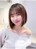 ボブ顔周りレイヤー韓国ヘアくびれヘアミディアム_F50777