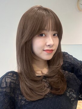 ノイ 銀座(noi) 顔周りレイヤーカットくびれヘアミルクティーベージュカラー韓国