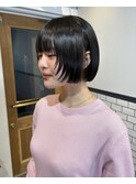 ミニボブ顔周りレイヤー×オリーブグレージュ