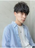 メンズビジネスツーブロックアップバング束感ショートマッシュ