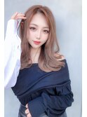 外はね大人レイヤー/ラベンダーミルクティーくすみベージュ韓国