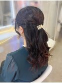 結婚式 二次会 お呼ばれ ハーフアップ×アクセサリー付き