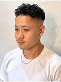 スキンフェード アップバング スパイラルパーマ オールバック