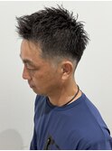 メンズショートアップバングニュアンスパーマ刈り上げ