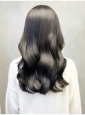 髪質改善カラーくびれ巻き髪ロングヘア透明グレージュ