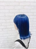 10代20代切りっぱなしボブ/ブルーブラック/外ハネ/大人かわいい