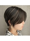 ハイライト×ショート×前髪なしショート