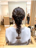 三つ編みヘアアレンジ大人ガーリーヘアセット/横浜/横浜西口